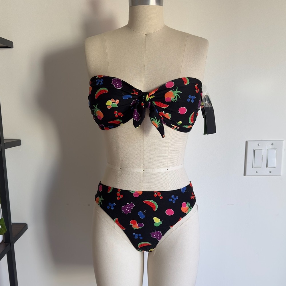 NEW kate spade New York Summer Fruit Bikini Set-Bandeau Tie Top & Brief-Size Med - Picture 15 of 16